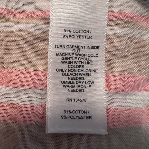 Vineyard Vines Womens 6 Peach Beige White Blouse Shirt Beach Coastal Core Ocean - Picture 8 of 8